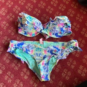 Victorias Secret floral ruffle bikini